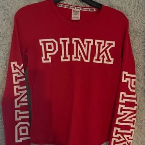 Victoria Secret PINK - Red Long Sleeve Thermal Style PJ Shirt. Size Small